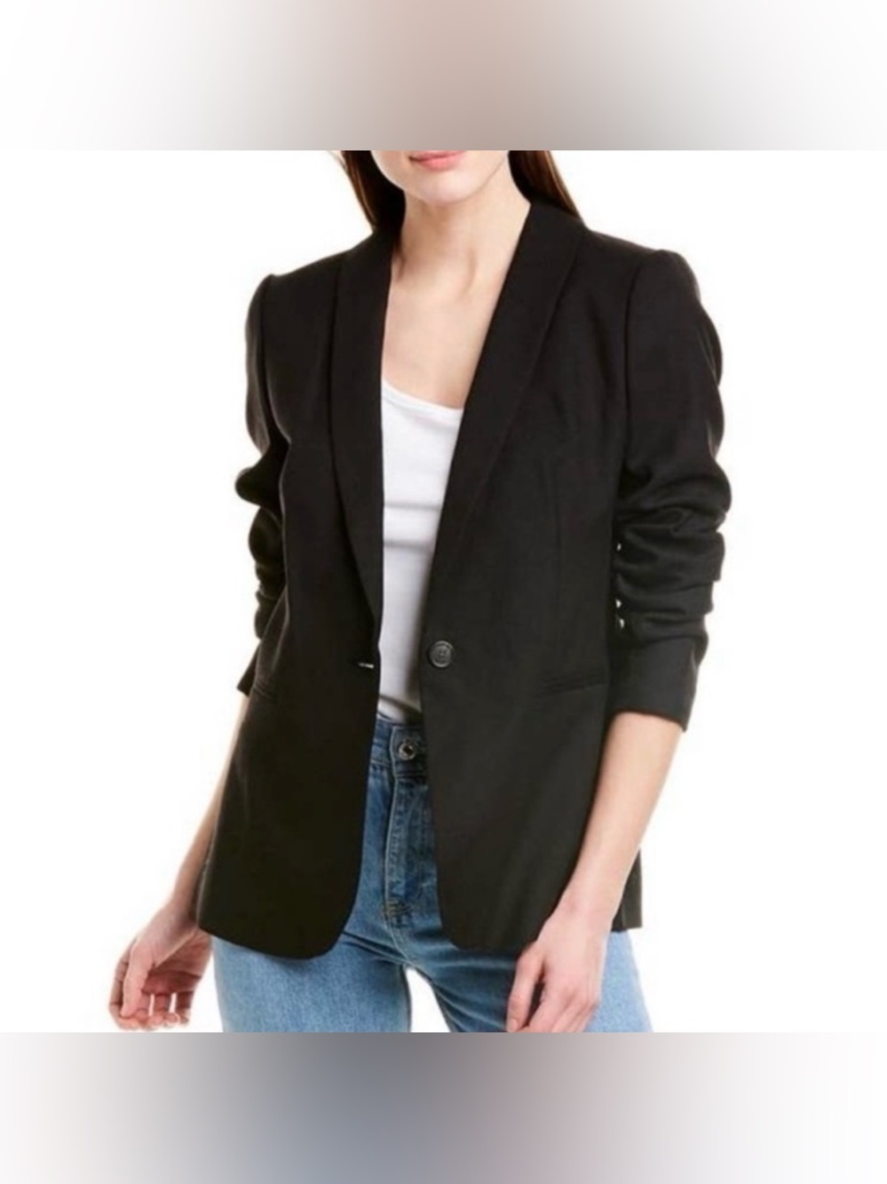 J. Crew Classic Single Button Wool Blend Women's Black Blazer, Size 6